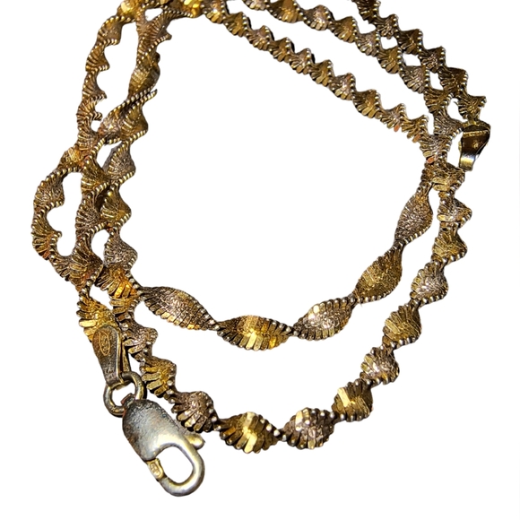 Danecraft Sterling Silver & Gold Plated Twisted Herringbone Necklace Cha… - Picture 2 of 10
